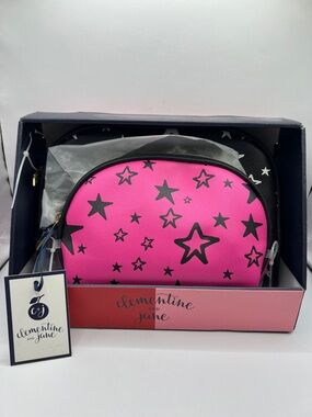 NWT Clementine and Jane Travel Bags Black, White and Hot Pink Stars